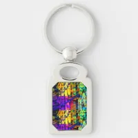 Abstract cubes purple keychain