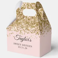 Gold Glitter Blush Sweet Sixteen Favor Boxes