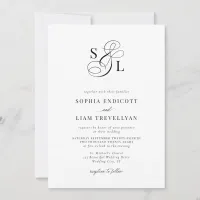 Elegant Script Monogram Formal Wedding Invitation