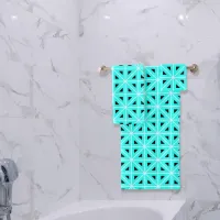 Turquoise Black & White Chic Geometric Pattern Bath Towel Set