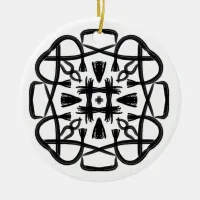 Black and White #21 Clover Crisscross Ceramic Ornament