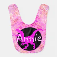 Personalized Pink Dinosaur Hide  Baby Bib