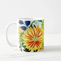 Watercolor Flowers in Pink and Yellow Coffee Mug