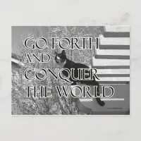 Go Forth and Conquer Motivational Cat Postcard