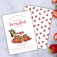 Strawberry Waffles Brunch |  Berry First Birthday  Invitation