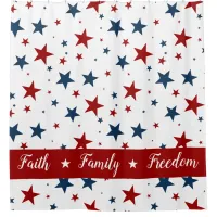 Christian America Patriotic Red White Blue Stars Shower Curtain