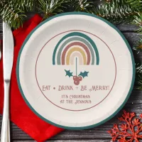 Boho Christmas Rainbow Paper Plates