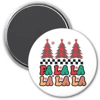 Fa la la la Retro Groovy Christmas Holidays Magnet