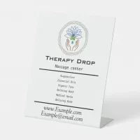 Drop Healing Logo Massage Therapy Hand Lotus Relax Pedestal Sign