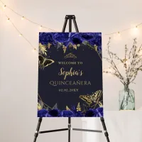 Royal Blue Gold Butterfly Quincea&#241;era Welcome Sign