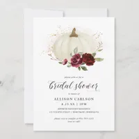 Elegant Fall Pumpkin Burgundy Roses Bridal Shower Invitation