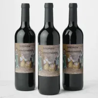 Nativity Scene Merry Christmas Your Text Wine Label