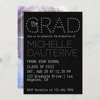 Simplistic Retro Typography Graduation Party Photo Invitation