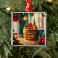 Festively decorated room, traditional Christmas -  Metal Ornament