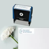 Geometric Floral Wedding Couple Address Self-inking Stamp