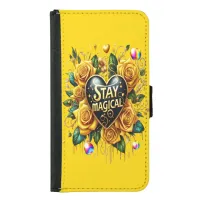 Enchanting Bouquet of Golden Roses And Heart  Samsung Galaxy S5 Wallet Case