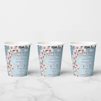 Elegant Floral Blossom Wedding Invitation Design Paper Cups