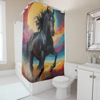 Cosmic Psychedelic Horse: Surreal Journey  Shower Curtain