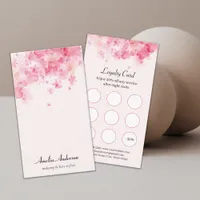 Blush Pink Watercolor Flowers Makeup Artist Loyalty Card