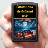 Cruising under the moonlight in a classic hot rod zippo lighter