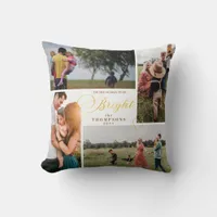 Elegant Bright Gold Christmas Four Photo Collage Throw Pillow