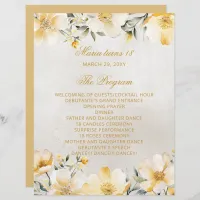 Yellow Floral 18 Candle and Roses Ceremony Program