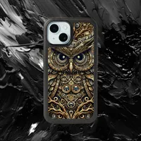 Steampunk Metal Gears and Owl  iPhone 15 Case