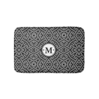 Geometric Pattern Monogram Black and White ID149 Bathroom Mat