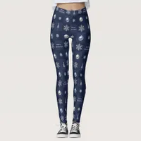 Festive Christmas Snowflakes, Ornaments and Trees Leggings