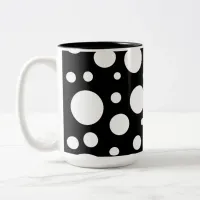 White Polka Dots on Black | Two-Tone Coffee Mug