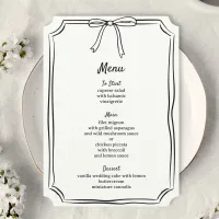 Hand Drawn Bow Scribble Modern Classic Wedding  Menu