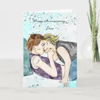 Happy Anniversary Love | Lesbian Kiss  Card