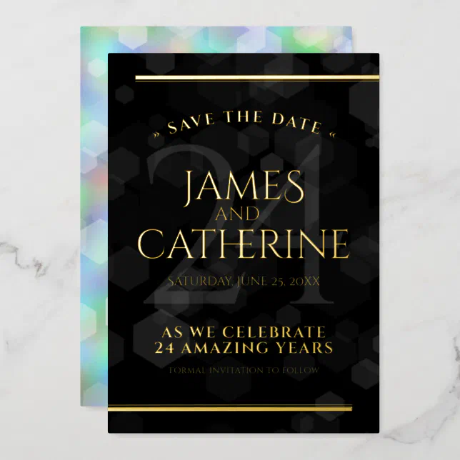 24th Opal Wedding Anniversary Save the Date Foil Invitation