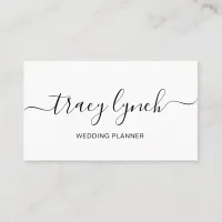 Simple Black White Handwritten Script Calligraphy Business Card