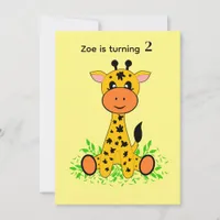 Cute funny baby giraffe for kids any age birthday  invitation