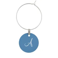 Steel Blue and White Monogram Wedding Favor