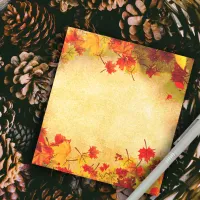Fall Autumn Leaves on Old Paper Background  Notepad