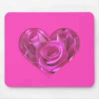 Pink Rose Heart Mouse Pad