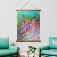 Colorful Lynx portrait, abstract art  Hanging Tapestry