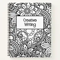 Bold Black and White Graphic Design Floral Notebook