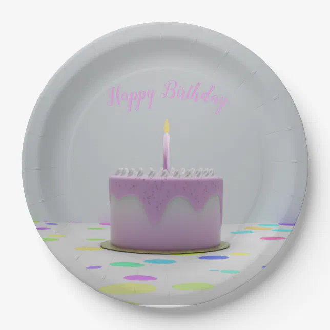 Pink Birthday Cake Paper Plates