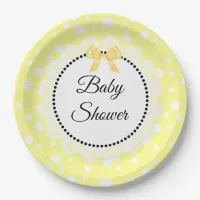 Yellow and White Polka Dot Baby shower Paper Plate