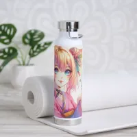 Anime Girl Holding a Butterfly Water Bottle