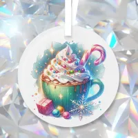 Pretty Watercolor Christmas Cup of Hot Cocoa Ornament
