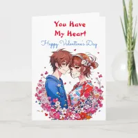 Adorable Personalized Anime Valentine's Day Card