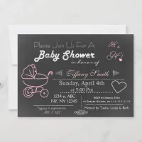 Chalkboard pink Baby shower Invitation