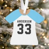 Personalized Blue Baseball Jersey Ornament