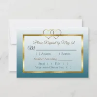 Slate Blue and Gold Gradient Wedding RSVP card