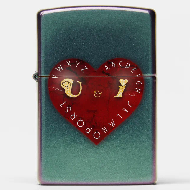 You and I - alphabet game on a red heart Zippo Lighter