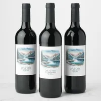 Winter Lake Wedding Wine Label